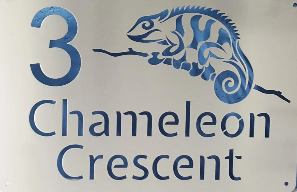 Chameleon House Number Sign