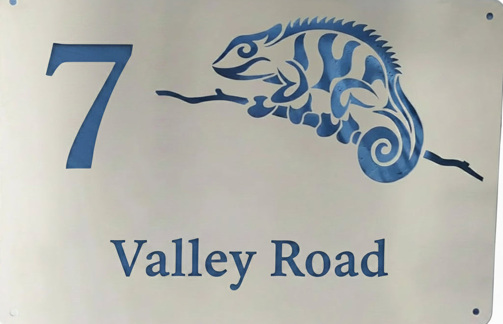 Chameleon House Number Sign