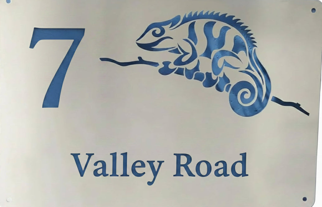 Chameleon House Number Sign