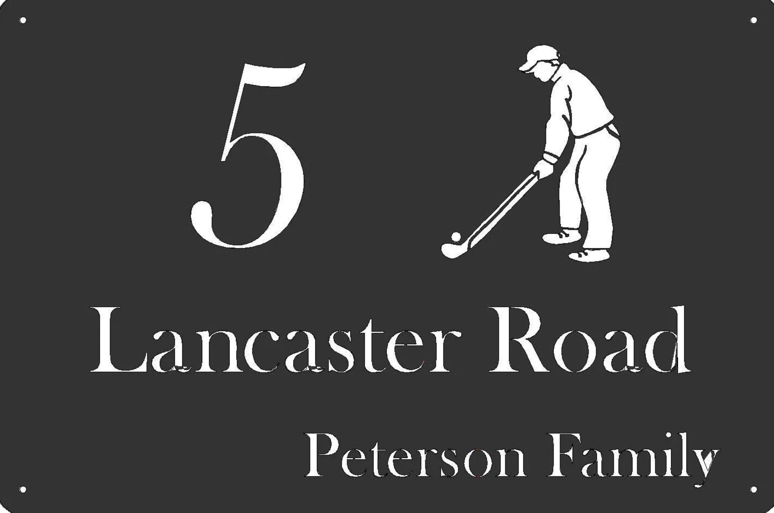 Golfer House Number Sign