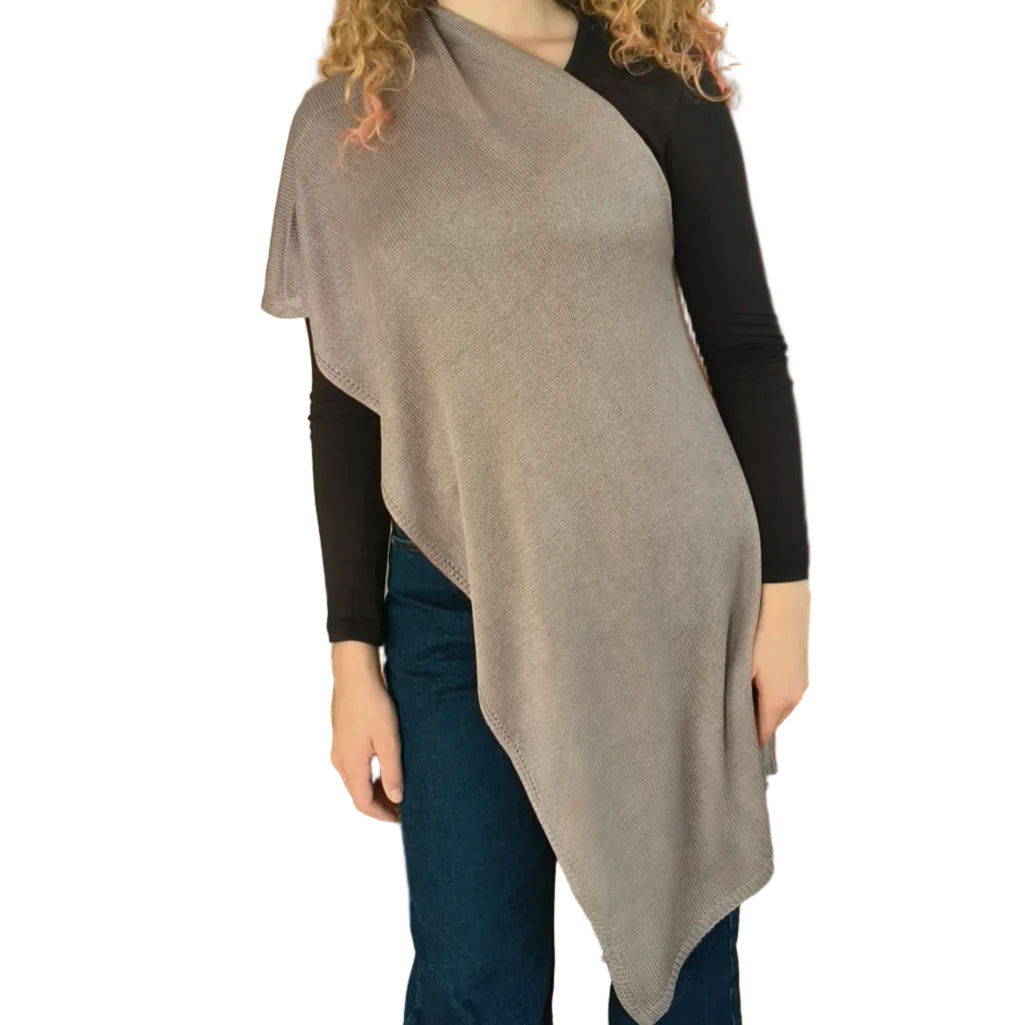 Elegant asymmetrical light knit shawl