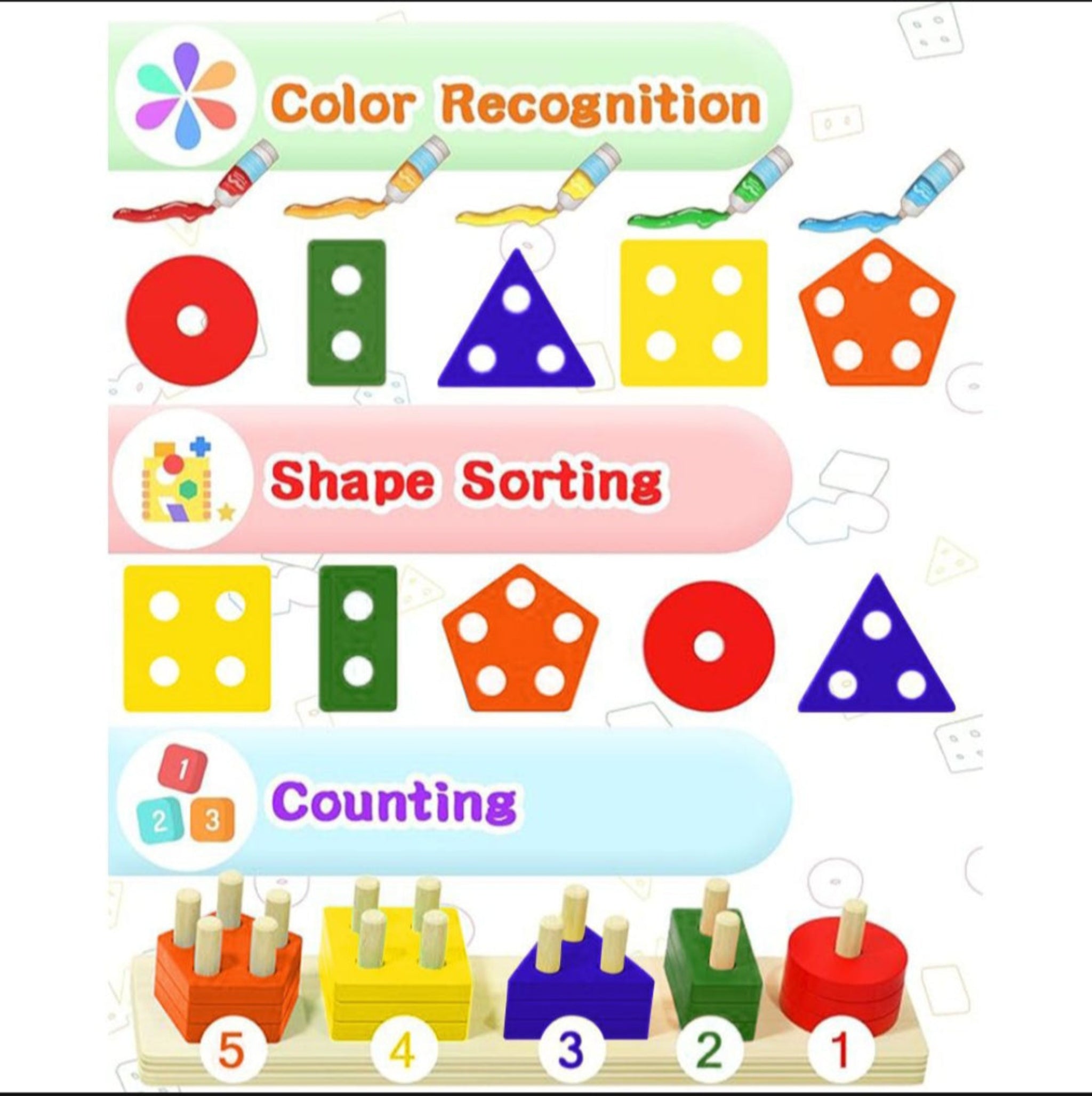 Wooden Sorting and Stacking Puzzle